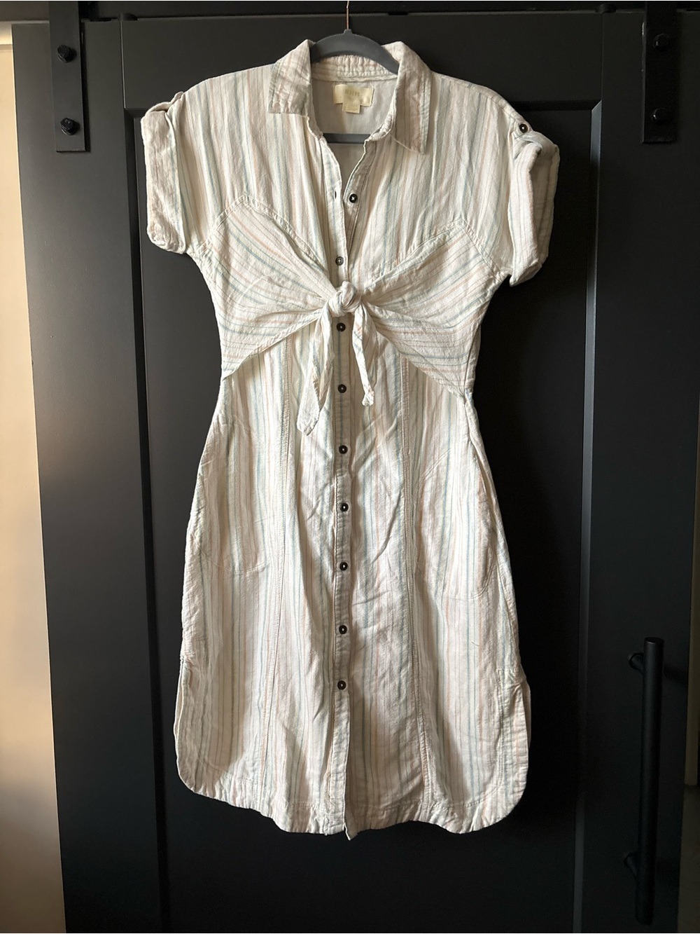 Anthropologie Maeve Multicolor Striped Cotton Shirt Dress | 100% Cotton